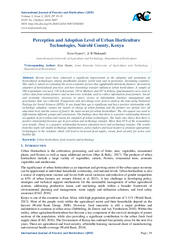 (PDF) Perception and Adoption Level of Urban Horticulture Technologies ...