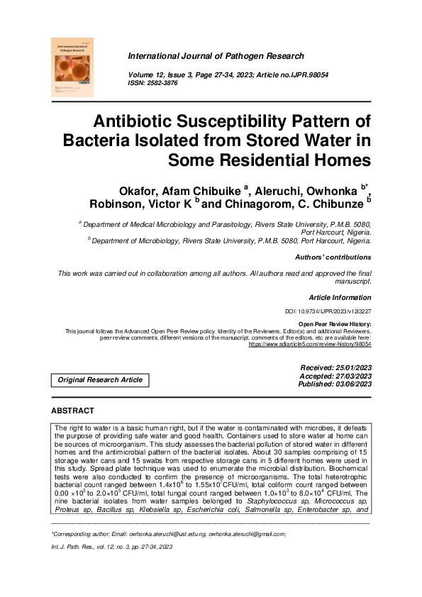 (PDF) Antibiotic Susceptibility Pattern of Bacteria Isolated from ...