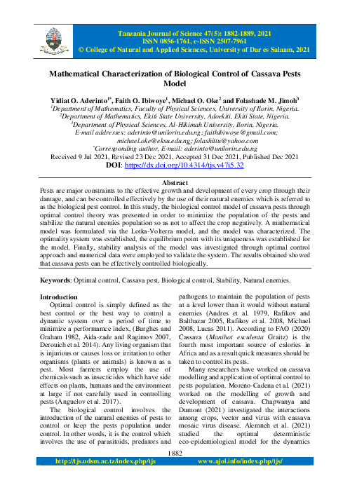 (PDF) Mathematical Characterization of Biological Control of Cassava ...