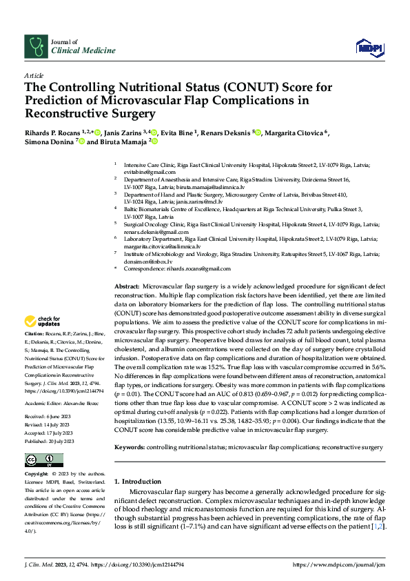 (PDF) The Controlling Nutritional Status (CONUT) Score for Prediction ...