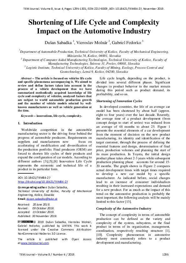 (PDF) Shortening of Life Cycle and Complexity Impact on the Automotive ...