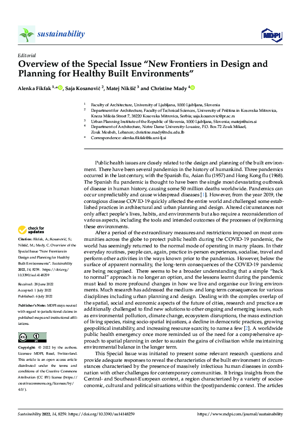 (PDF) Overview of the Special Issue “New Frontiers in Design and ...