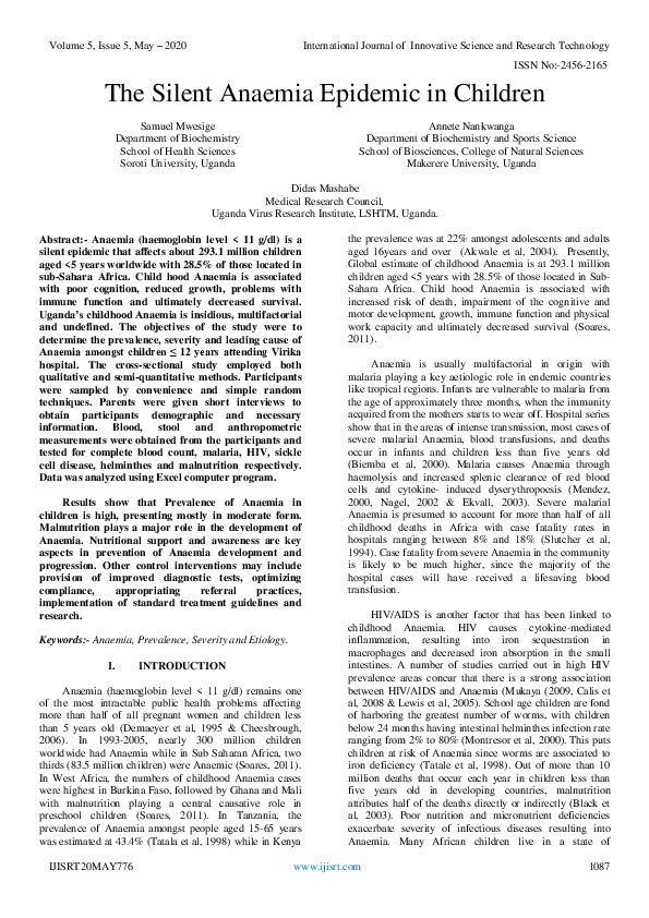 (PDF) The Silent Anaemia Epidemic in Children