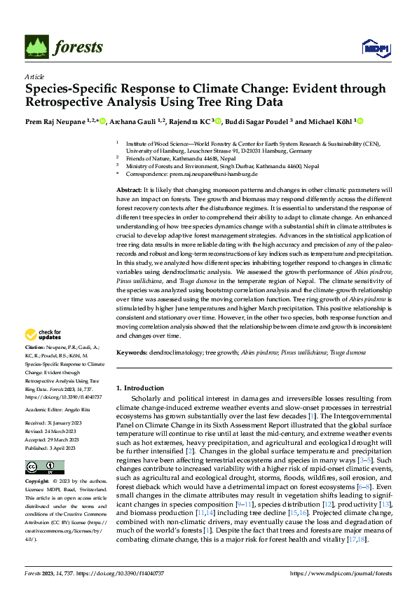 (PDF) Species-Specific Response to Climate Change: Evident through ...