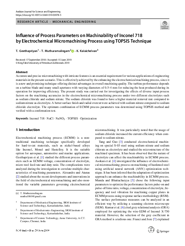 (PDF) Influence of Process Parameters on Machinability of Inconel 718 ...