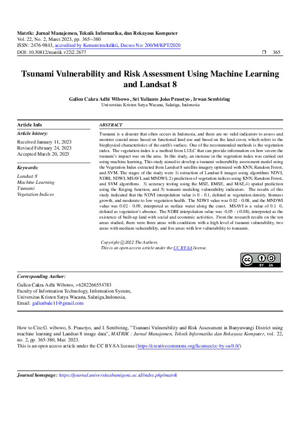 Pdf Tsunami Vulnerability And Risk Assessment In Banyuwangi District