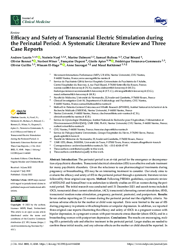 (PDF) Efficacy and Safety of Transcranial Electric Stimulation during