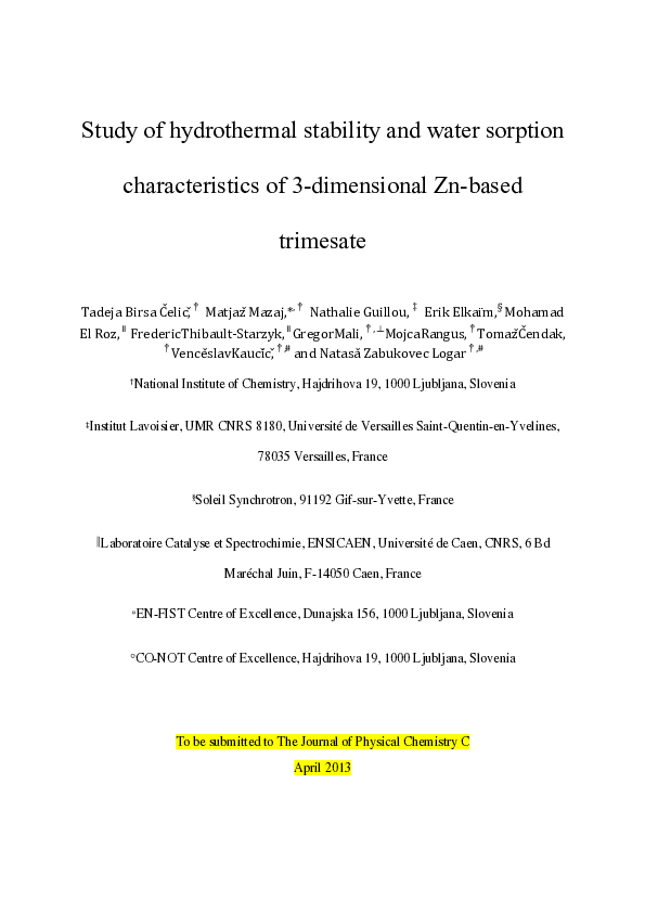 (PDF) Study of Hydrothermal Stability and Water Sorption ...