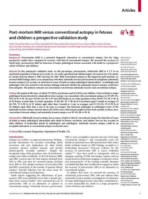(PDF) Post-mortem MRI versus conventional autopsy in fetuses and ...