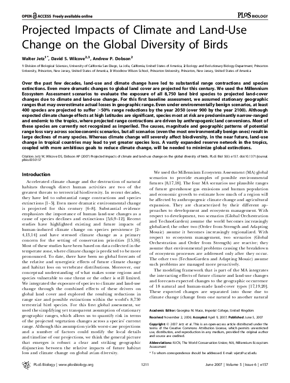 (PDF) Projected Impacts of Climate and Land-Use Change on the Global ...