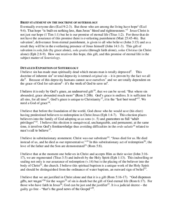 (PDF) Doctrinal Synthesis Paper Soteriology FINAL PURTELL