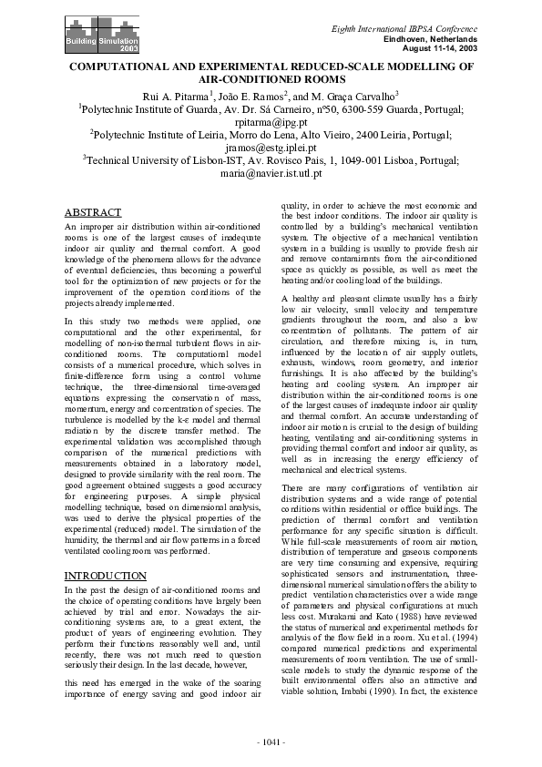 (PDF) Computational and experimental reduced-scale modelling of air ...