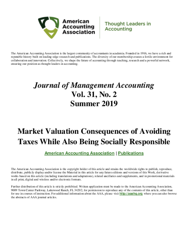 Fresh Look at Pdf 2 Summer 2019 Market Valuation Consequences Of Avoiding Taxes