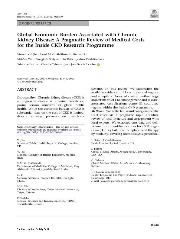 (PDF) Global Economic Burden Associated with Chronic Kidney Disease: A ...
