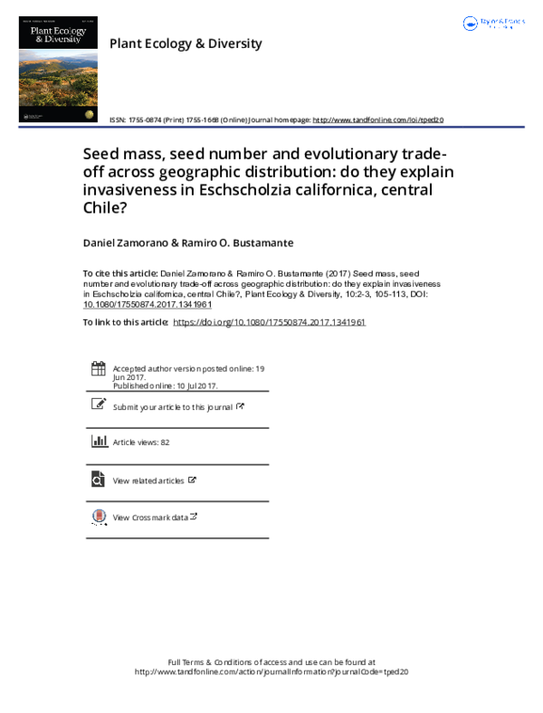 (PDF) Seed mass, seed number and evolutionary trade-off across ...