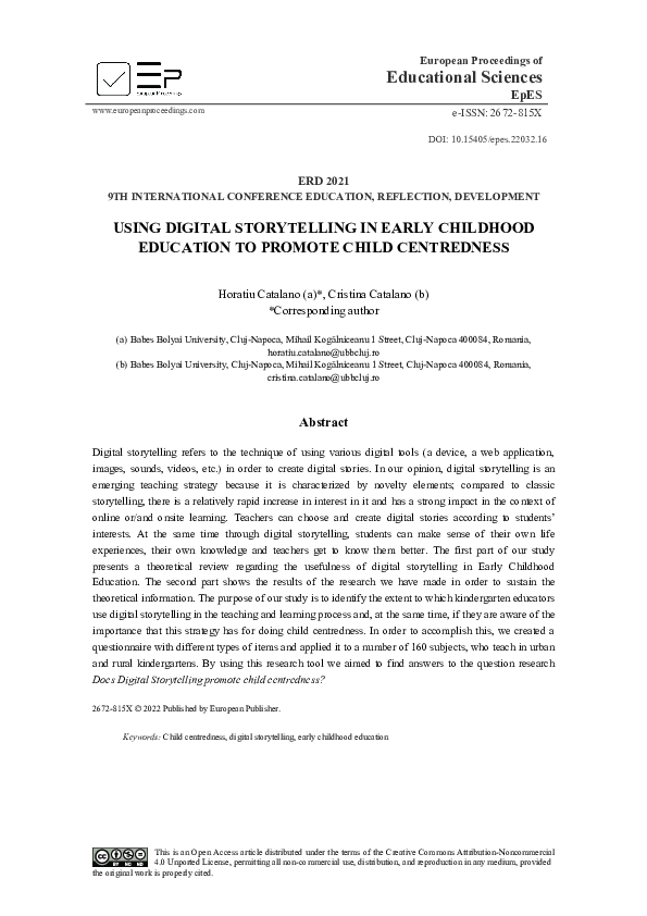 (PDF) Using Digital Storytelling In Early Childhood Education To ...