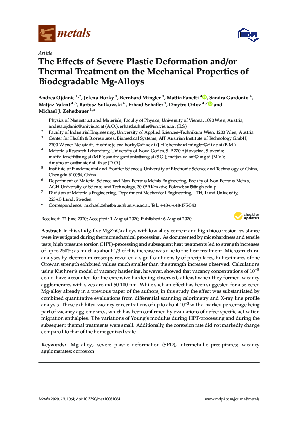 (PDF) The Effects of Severe Plastic Deformation and/or Thermal ...