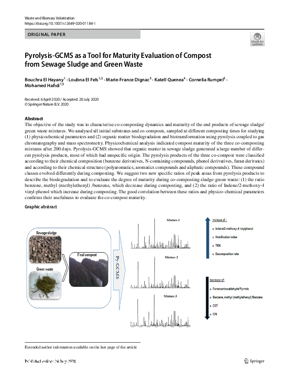 (PDF) Pyrolysis-GCMS as a Tool for Maturity Evaluation of Compost from ...