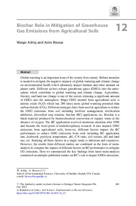 (PDF) Biochar Role in Mitigation of Greenhouse Gas Emissions from ...