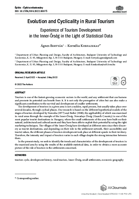 (PDF) Evolution and Cyclicality in Rural Tourism