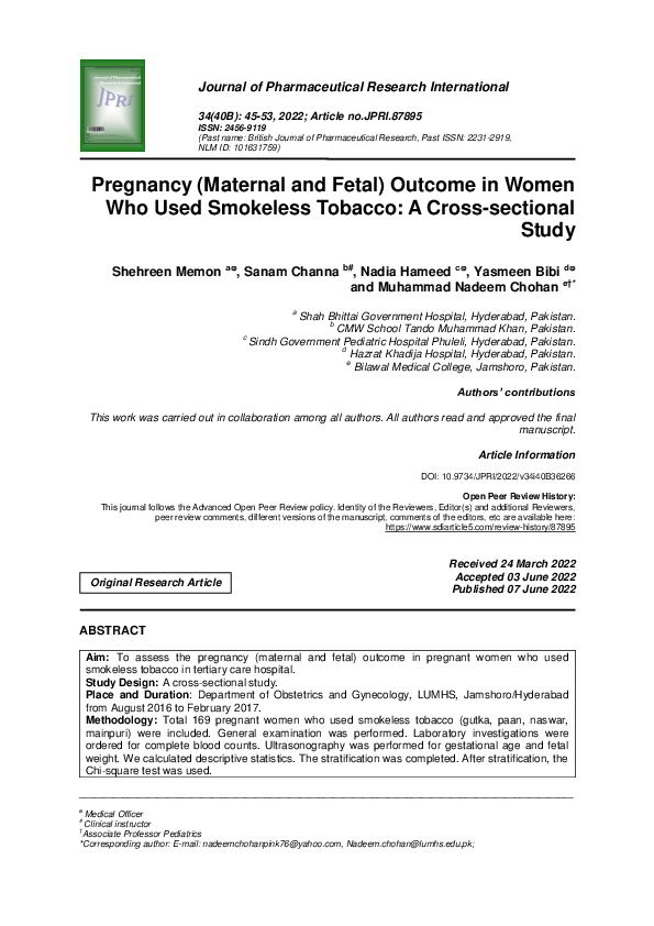(PDF) Pregnancy (Maternal and Fetal) Outcome in Women Who Used ...