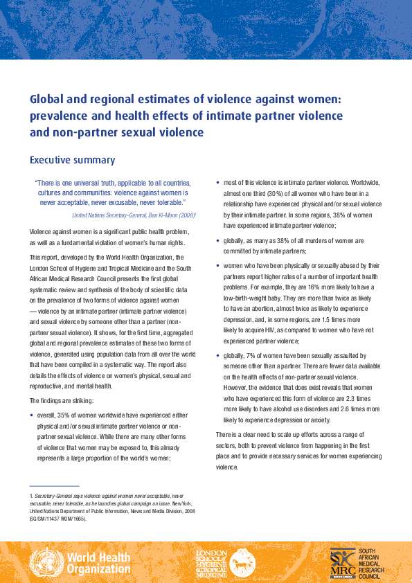 (PDF) Global and regional estimates of violence against women ...