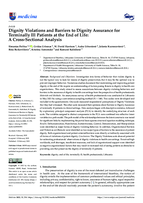 (PDF) Dignity Violations and Barriers to Dignity Assurance for ...