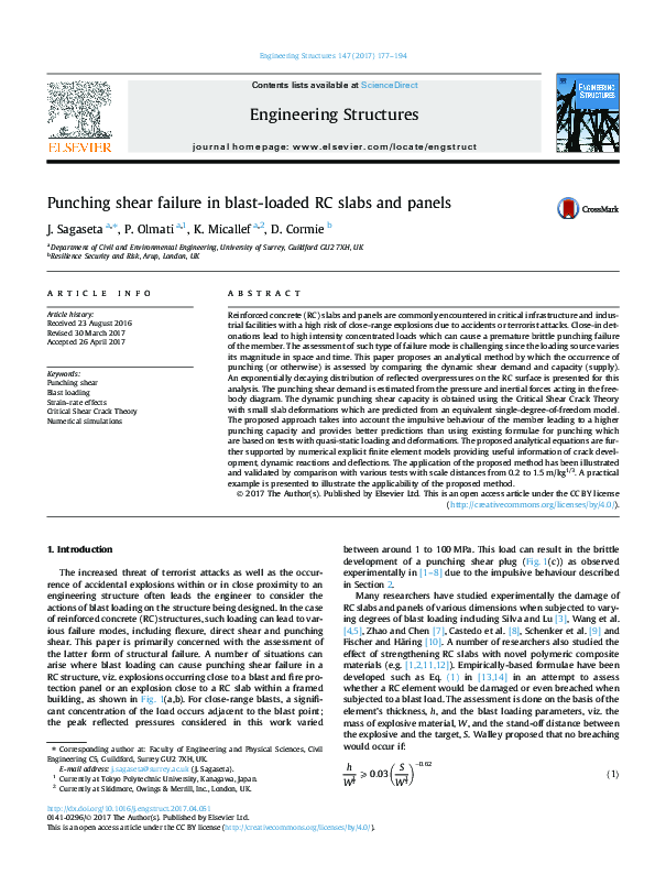 (PDF) Punching shear failure in blast-loaded RC slabs and panels