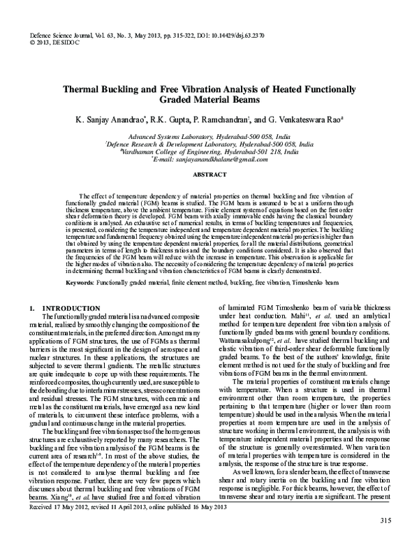 (PDF) Thermal Buckling and Free Vibration Analysis of Heated ...