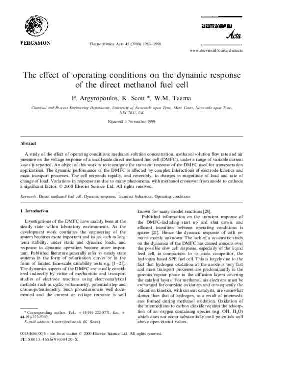 (PDF) The effect of operating conditions on the dynamic response of the ...
