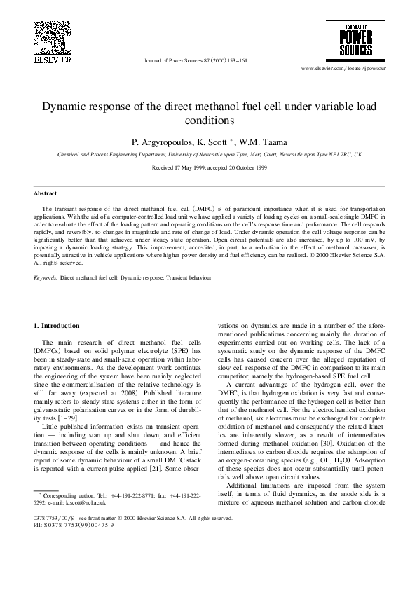 (PDF) Dynamic response of the direct methanol fuel cell under variable ...