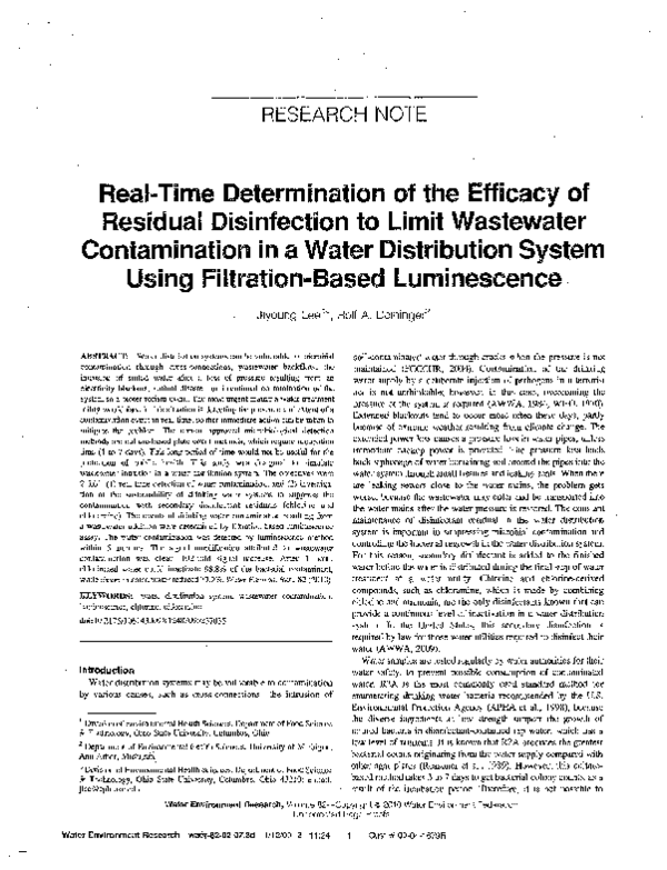 (PDF) RealTime Determination of the Efficacy of Residual Disinfection