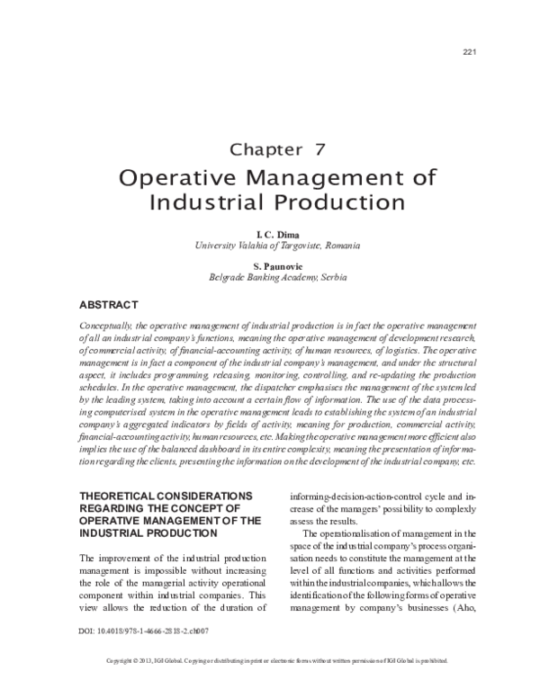 (PDF) Operative Management of Industrial Production Ioan Constantin Dima Academia.edu