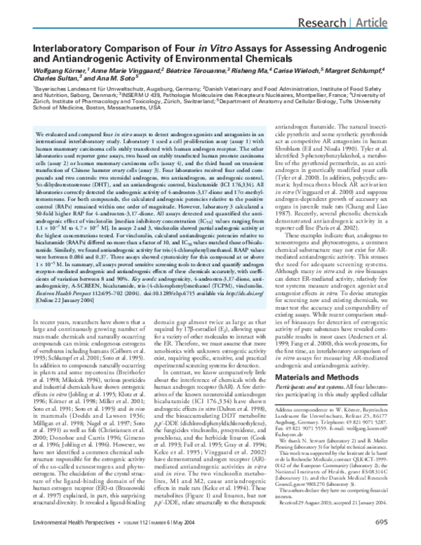 (PDF) Interlaboratory Comparison of Four in Vitro Assays for Assessing ...