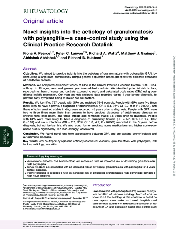 (PDF) Novel insights into the aetiology of granulomatosis with ...