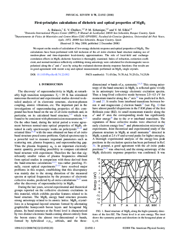 (PDF) First-principles calculations of dielectric and optical ...