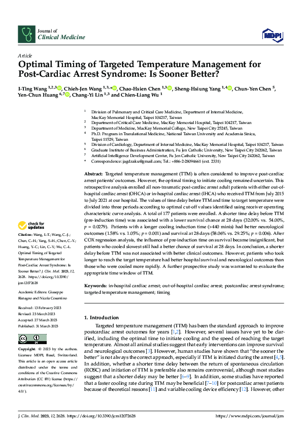 (PDF) Optimal Timing of Targeted Temperature Management for Post ...