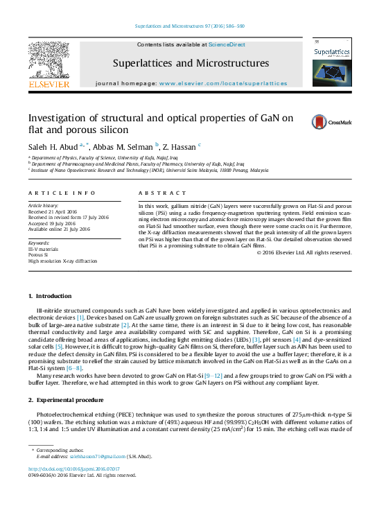 (PDF) Investigation of structural and optical properties of spray ...