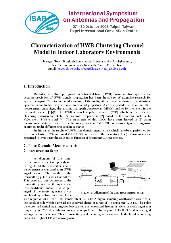 (PDF) Characterization of UWB Clustering Channel Model in Indoor ...