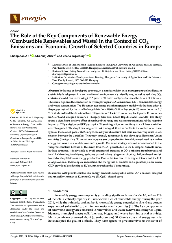 (PDF) The Role of the Key Components of Renewable Energy (Combustible ...