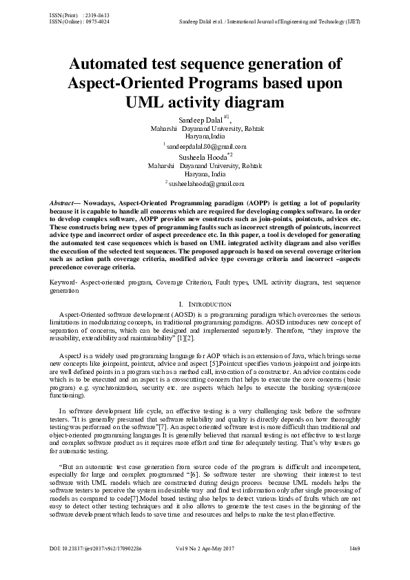 (PDF) Automated test sequence generation of Aspect-Oriented Programs ...
