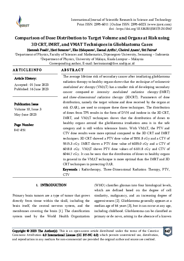(PDF) Comparison of Dose Distribution to Target Volume and Organs at ...