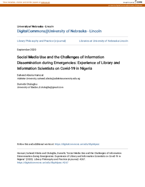 (PDF) Social Media Use and the Challenges of Information Dissemination ...