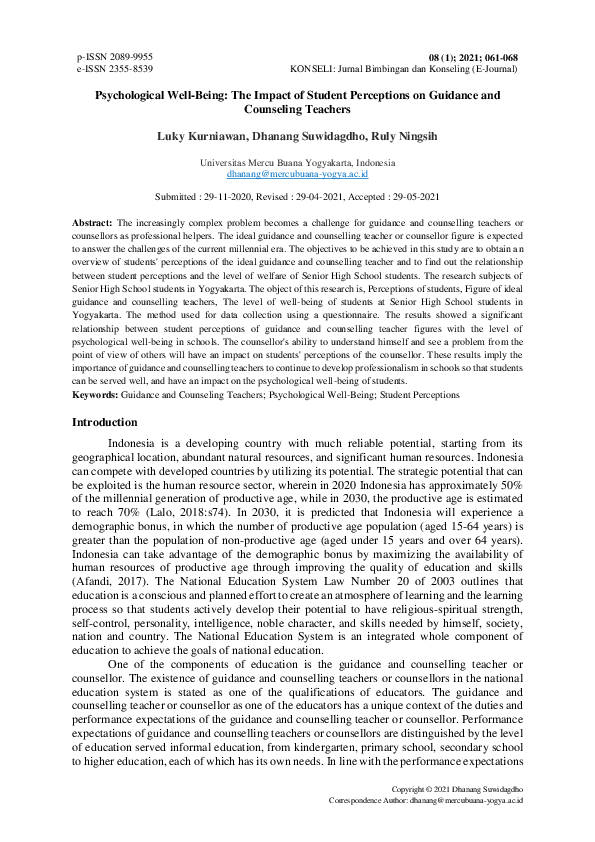 (PDF) Psychological well-being: The impact of student perceptions on ...