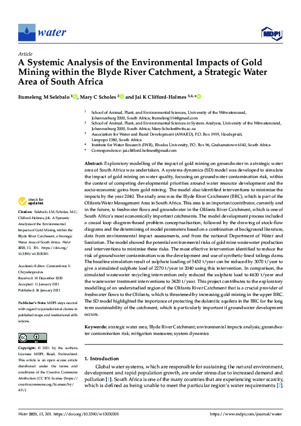 (PDF) A Systemic Analysis of the Environmental Impacts of Gold Mining ...