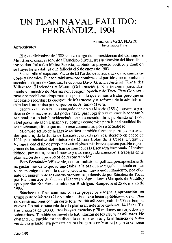 (PDF) Un plan naval fallido: Ferrándiz 1904