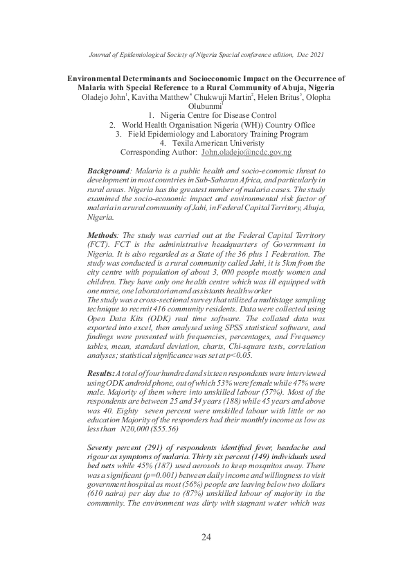 (PDF) Environmental Determinants and Socioeconomic Impact on the ...
