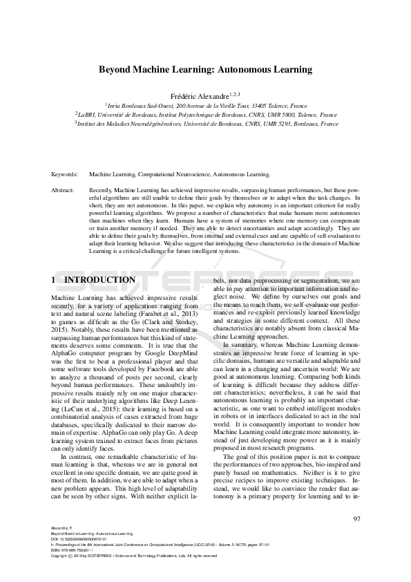 (PDF) Beyond Machine Learning: Autonomous Learning