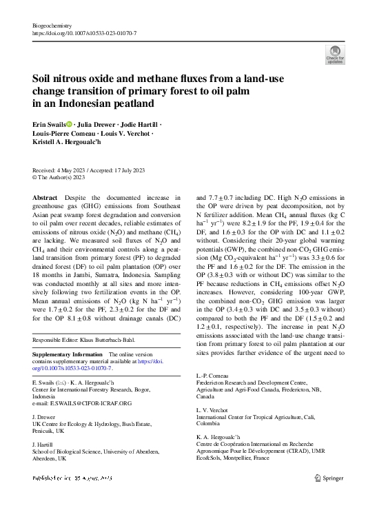 (PDF) Soil nitrous oxide and methane fluxes from a land-use change ...