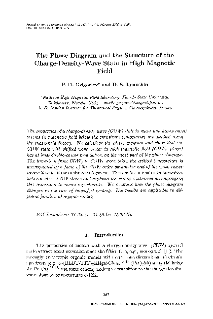 (PDF) The Phase Diagram and the Structure of the Charge-Density-Wave ...